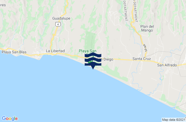 Mapa de mareas Playa San Diego, El Salvador
