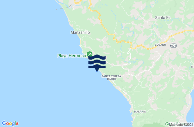 Mapa de mareas Playa Santa Teresa, Costa Rica