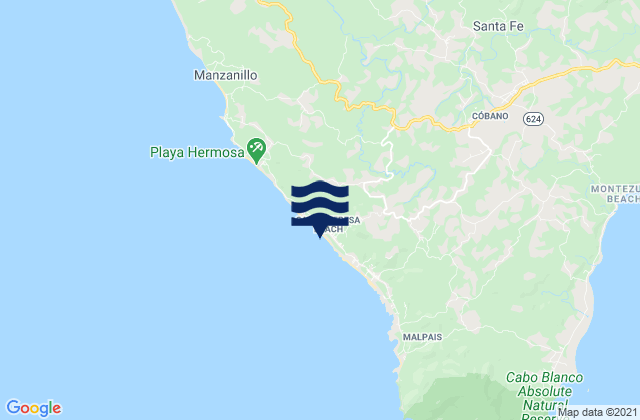 Mapa de mareas Playa Santa Teresa, Costa Rica