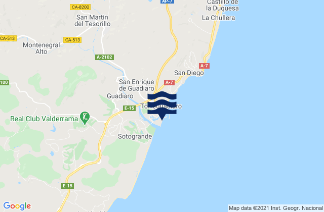 Mapa de mareas Playa Sotogrande, Spain