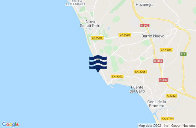 Mapa de mareas Playa de Conil, Spain