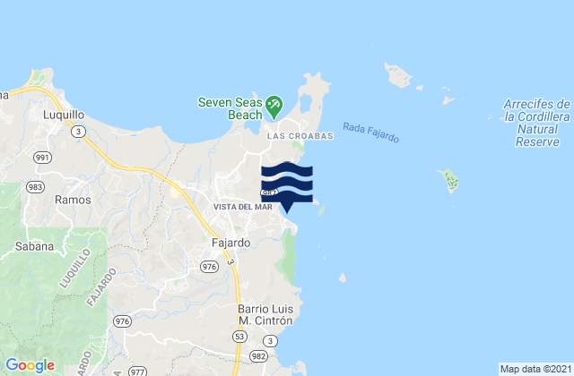Mapa de mareas Playa de Fajardo, Puerto Rico