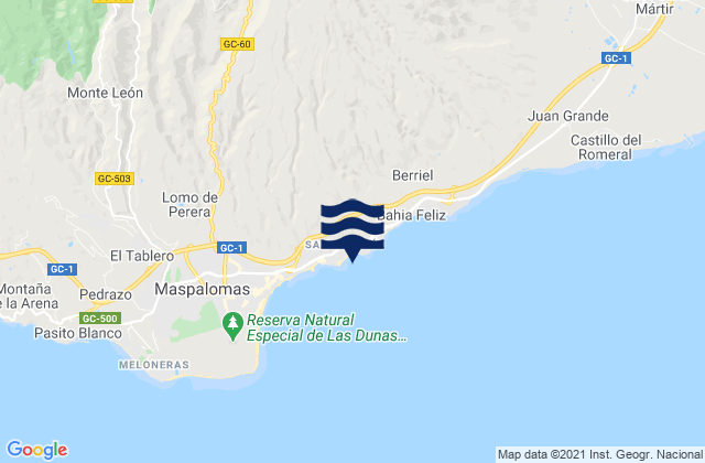 Mapa de mareas Playa de San Agustín, Spain