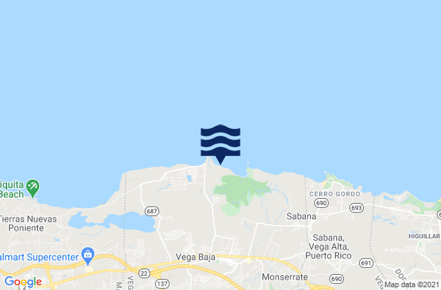 Mapa de mareas Playa de Vega, Puerto Rico