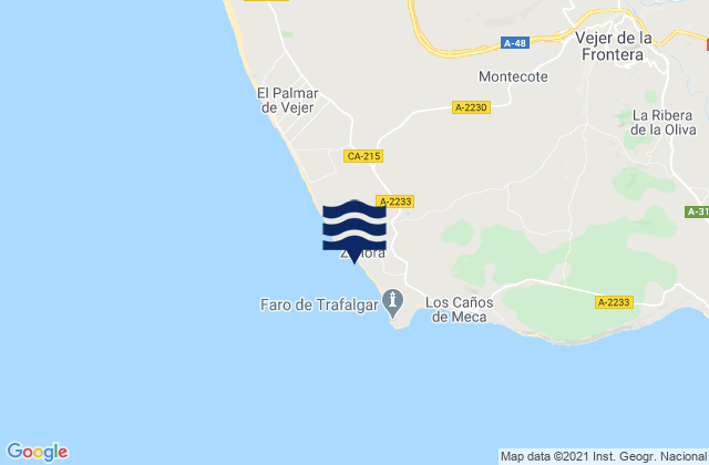 Mapa de mareas Playa de Zahora, Spain