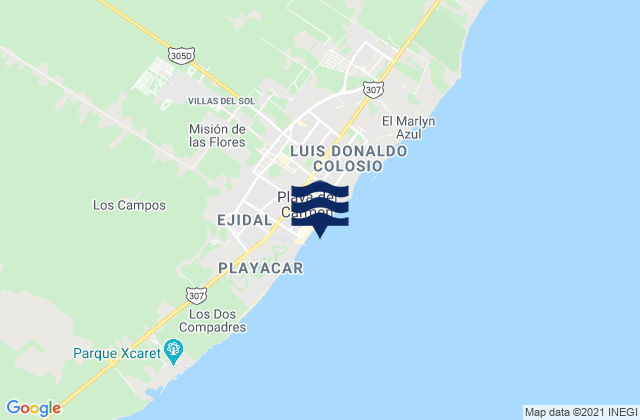 Mapa de mareas Playa del Carmen, Mexico