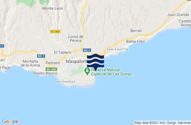 Mapa de mareas Playa del Inglés, Spain