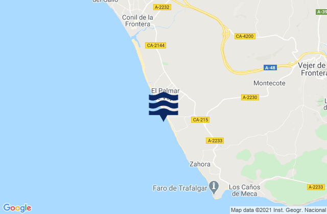 Mapa de mareas Playa el Palmar, Spain