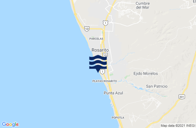 Mapa de mareas Playas Rosarito, Mexico