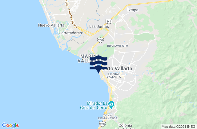 Mapa de mareas Playas Vallarta, Mexico
