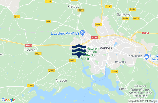 Mapa de mareas Plescop, France