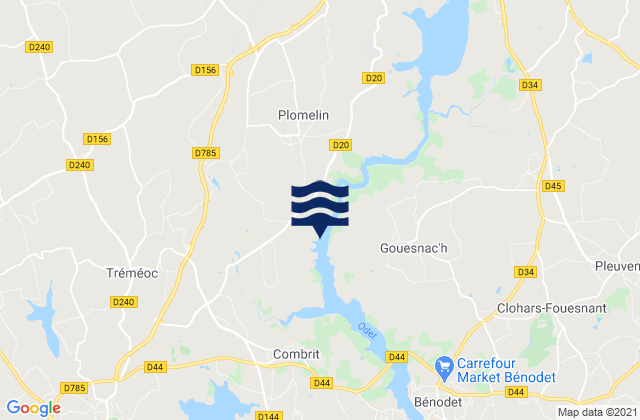Mapa de mareas Plomelin, France