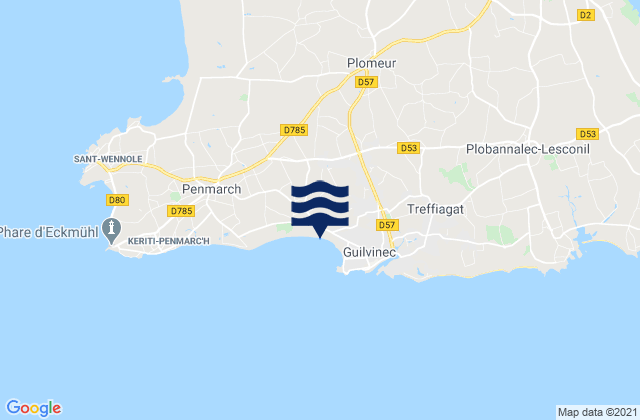 Mapa de mareas Plomeur, France