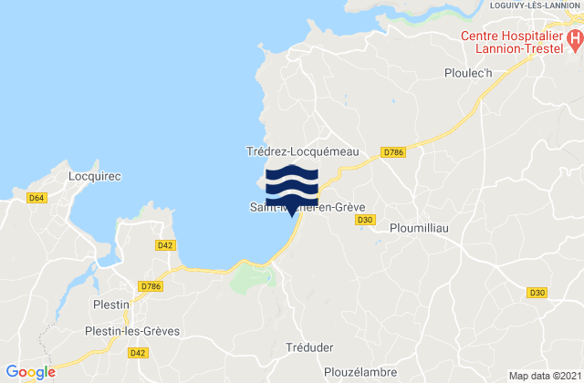 Mapa de mareas Plouaret, France