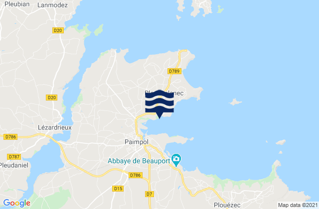 Mapa de mareas Ploubazlanec, France