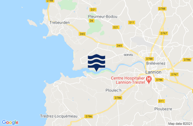 Mapa de mareas Ploubezre, France