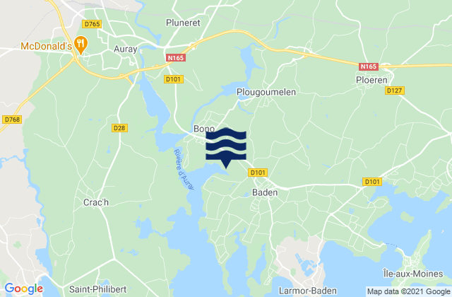 Mapa de mareas Plougoumelen, France
