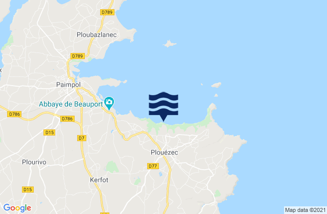 Mapa de mareas Plouézec, France