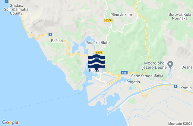 Mapa de mareas Ploče, Croatia