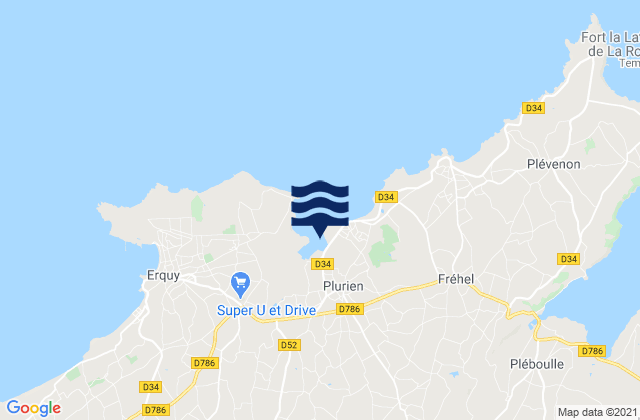 Mapa de mareas Plurien, France