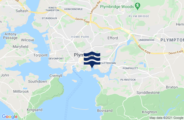 Mapa de mareas Plymouth, United Kingdom
