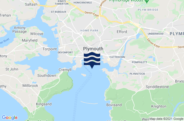 Mapa de mareas Plymouth Hoe (West) Beach, United Kingdom