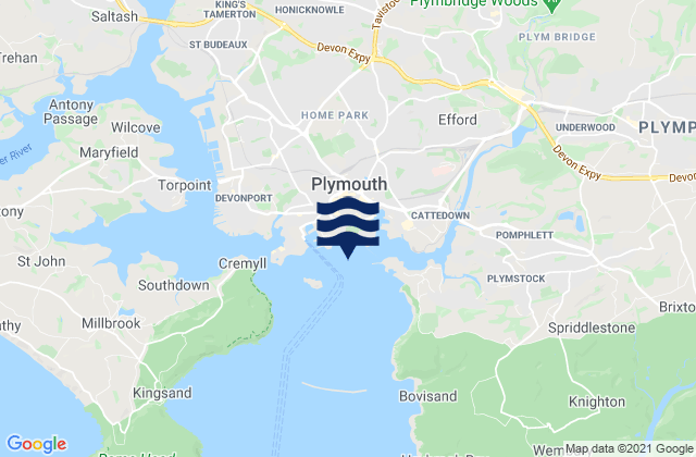 Mapa de mareas Plymouth, United Kingdom