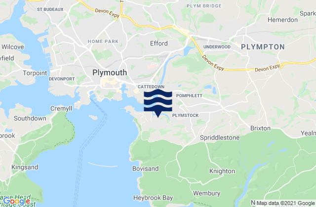 Mapa de mareas Plymstock, United Kingdom