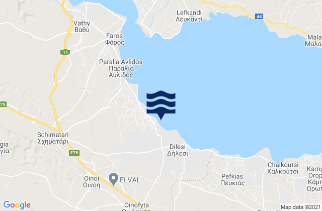 Mapa de mareas Pláka Dílesi, Greece