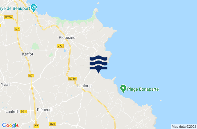 Mapa de mareas Pléhédel, France