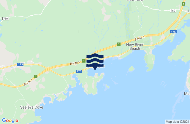 Mapa de mareas Pocologan Harbour, Canada