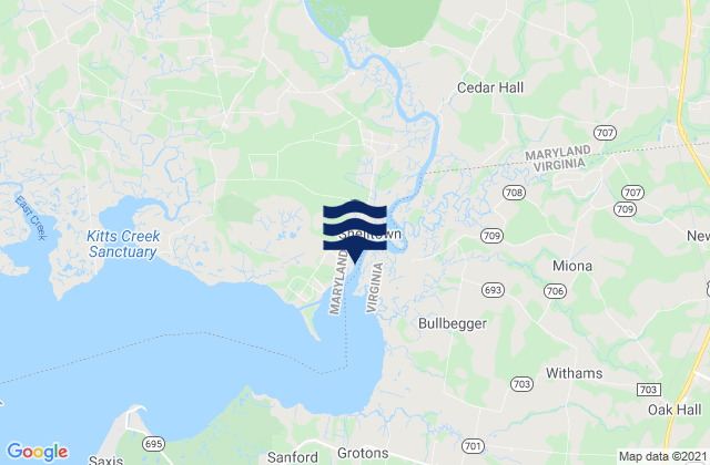 Mapa de mareas Pocomoke R. 0.5 mile below Shelltown, United States