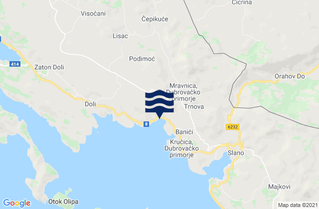 Mapa de mareas Podgora, Croatia