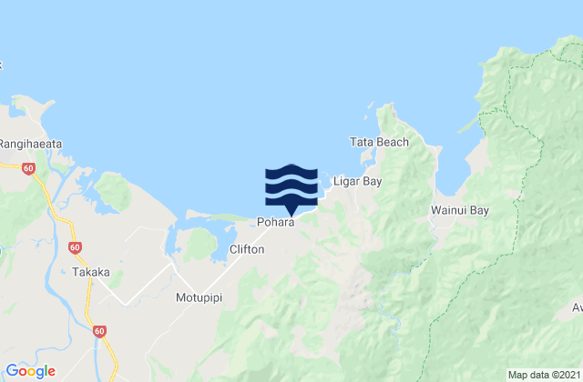 Mapa de mareas Pohara Beach, New Zealand
