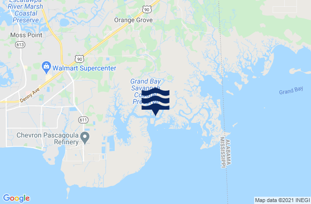 Mapa de mareas Point Of Pines Bayou Cumbest, United States