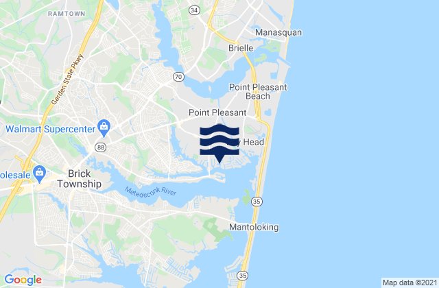Mapa de mareas Point Pleasant Canal north bridge, United States