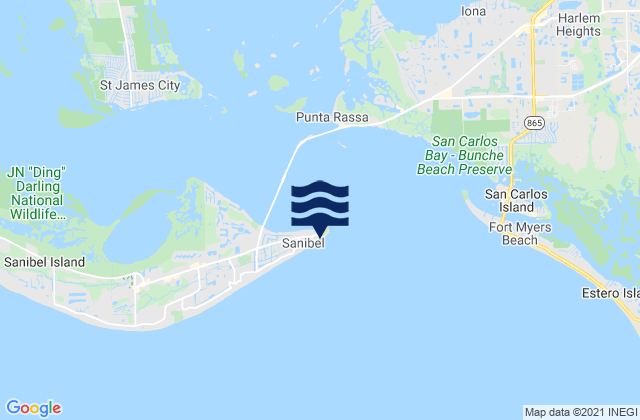 Mapa de mareas Point Ybel San Carlos Bay Entrance, United States
