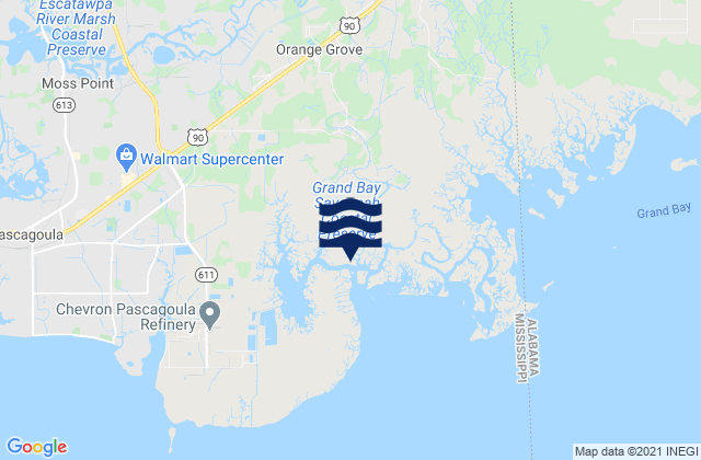 Mapa de mareas Point of Pines (Bayou Cumbest), United States