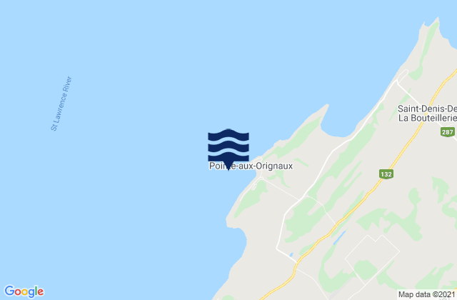 Mapa de mareas Pointe-Aux-Orignaux, Canada