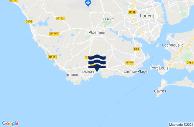 Mapa de mareas Pointe du Couregan, France