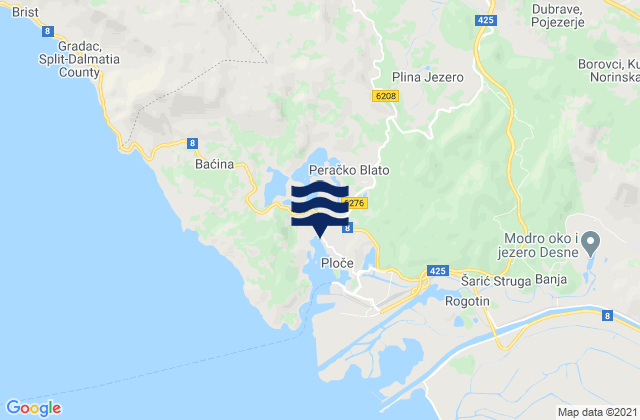 Mapa de mareas Pojezerje, Croatia