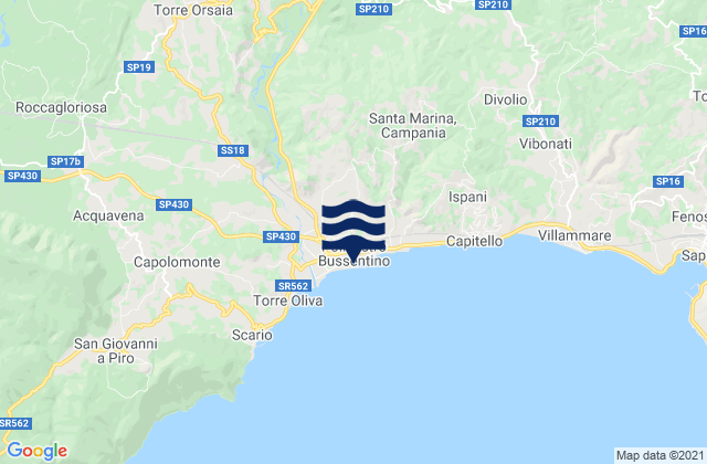 Mapa de mareas Policastro Bussentino, Italy