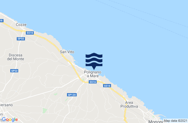 Mapa de mareas Polignano a Mare, Italy