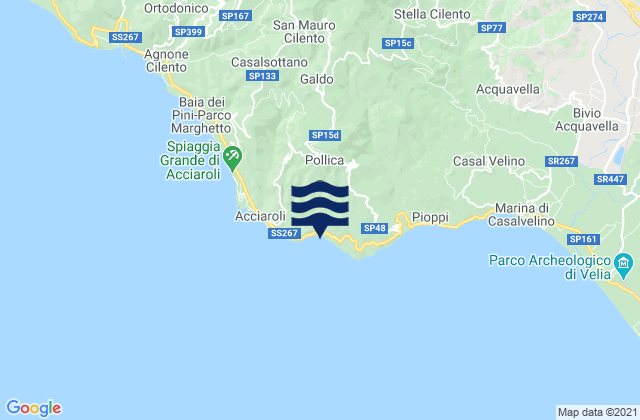 Mapa de mareas Pollica, Italy