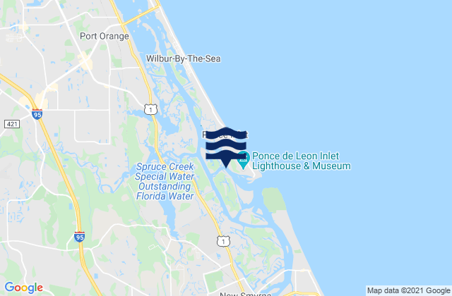 Mapa de mareas Ponce Inlet Halifax River, United States