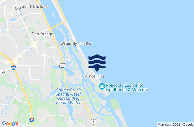 Mapa de mareas Ponce Inlet, United States