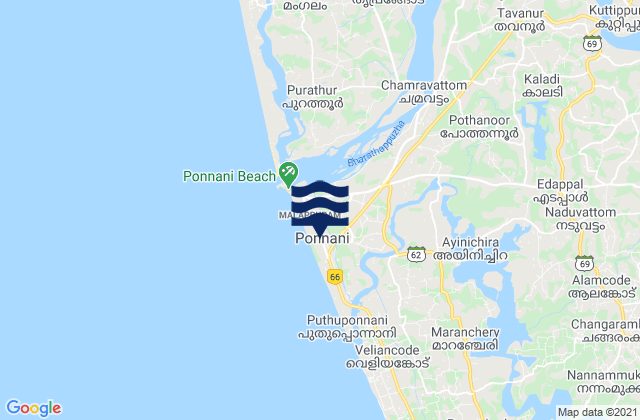 Mapa de mareas Ponnāni, India