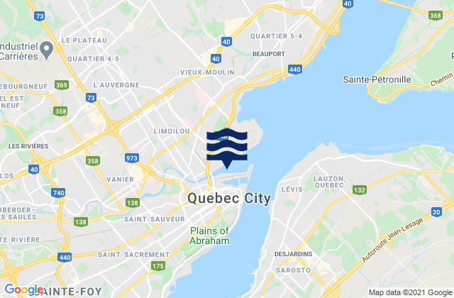 Mapa de mareas Pont De Quebec, Canada