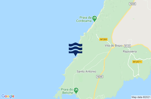 Mapa de mareas Ponta Ruiva, Portugal