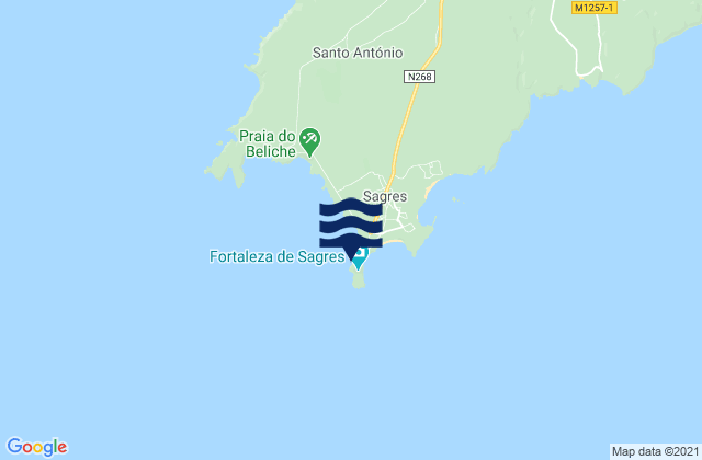 Mapa de mareas Ponta de Sagres, Portugal